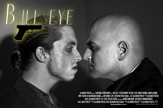 Two men confront each other nose-to-nose in black-and-white key art.